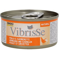 Produktbild von Croci Vibrisse Nassfutter für Katzen Huhn und Garnele ohne Farbstoffe und Konservierungsstoffe 24 x 70 g - 24 x 70 g