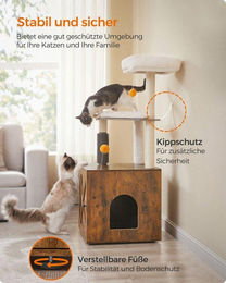Croomer Kratzbaum mit Katzenklo in Grau mit Kratzsäulen und 134cm Höhe – Bild 1 von 1