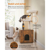 Produktbild von Croomer Kratzbaum mit Katzenklo in Grau mit Kratzsäulen und 134cm Höhe