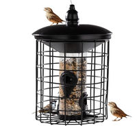 Produktbild von Cult a Home Vogel Futtersäule mit Schutzkäfig aus Metall Schwarz 29 cm