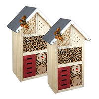 Produktbild von CULT at home Insektenhotel Set aus Holz mit 2 Nistkästen für Bienen und Schmetterlinge in Braun