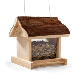 CULT at home Vogel Futterhaus aus Holz zum Aufhängen mit Meisenknödel Halter in Natur und Braun 19 x 17 x 19 cm - 1 Stk. – Bild 1 von 7