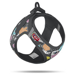 Produktbild von Curli Clasp Vest Geschirr Limited Edition Comic Black XS aus Polyester für kleine Hunde