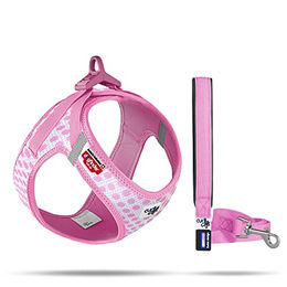 Curli Clasp Vest Geschirr und Führleine Set für Welpen in Pink Circles Größe 3XS – Bild 1 von 6
