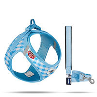 Produktbild von Curli Clasp Vest Geschirr und Führleine Set für Welpen in SkyBlue-Caro Größe M