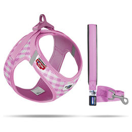 Curli Clasp Vest Geschirr und Führleine Set für Welpen Pink-Caro Größe M – Bild 1 von 5