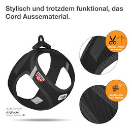 Curli Clasp Vest Hundegeschirr Cord Schwarz Größe L wasserabweisend – Bild 1 von 6