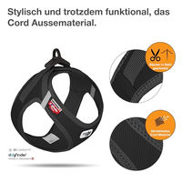 Produktbild von Curli Clasp Vest Hundegeschirr Cord Schwarz Größe L wasserabweisend