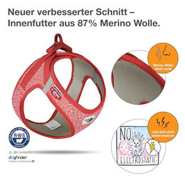 Curli Clasp Vest Sicherheitsgeschirr für Hunde aus Merino Wolle Rot Größe M – Bild 1 von 5