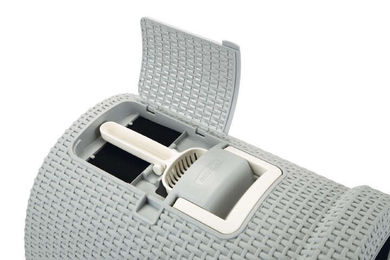 Curver Katzentoilette Haubentoilette aus Kunststoff in Grau mit Rattan-Geflechtoptik und Aktivkohlefilter – Bild 1 von 8