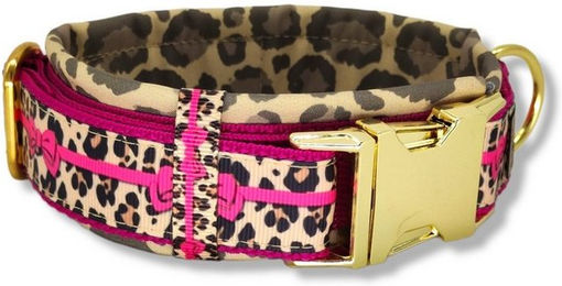 D by E Couture Hunde-Halsband Pink Leo Love V, wasserabweisend, gepolstert, 30mm breit, Handmade – Bild 1 von 4