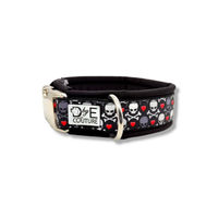 Produktbild von D by E Couture Hunde-Halsband Skulls & Hearts IV aus Polyester wasserabweisend schwarz weiß silber rot