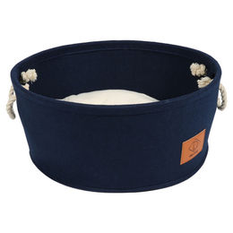 Produktbild von D&D Home Hundekorb aus Filz rund blau 44 x 44 x 19 cm