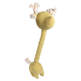 D&D Home Hundespielzeug Giraffe George aus gelbem Chenille mit Quietscher 52x20x10 cm – Bild 1 von 4