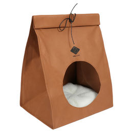 D&D HOME Katzenhöhle Oscar Braun aus Tyvek mit Sherpa-Kissen 35 x 27 x 44 cm – Bild 1 von 4
