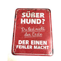 Produktbild von D&D Home Warnschild Süßer Hund Du bist nicht der Erste der einen Fehler macht Rot 25 x 20 x 0,3 cm