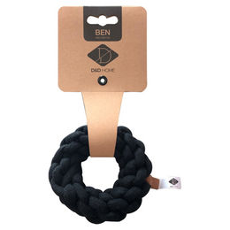 D&D Hundespielzeug Ben geflochtener Ring aus Baumwolle XS Schwarz – Bild 1 von 3