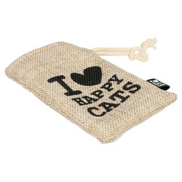 D&D Katzenspielzeug I Love Happy Cats Pouch befüllbares Stoff-Spielzeug mit Katzenminze und Baldrian in Beige 12x8 cm – Bild 1 von 5