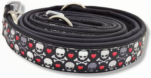 Produktbild von D by E Couture Führleine Skulls & Hearts I, gepolstert, 3-fach verstellbar