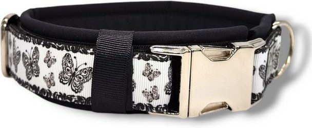 Produktbild von D by E Couture Hunde-Halsband Black & White Butterflies I, gepolstert, verstellbar, 40mm