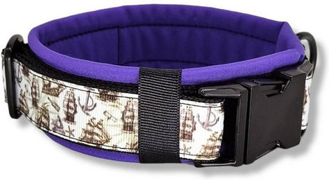 Produktbild von D by E Couture Hunde-Halsband Black & White Ship III, gepolstert, verstellbar, 30mm breit