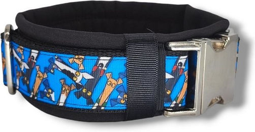Produktbild von D by E Couture Hunde-Halsband Blue Dogs III, gepolstert, verstellbar, 30mm breit