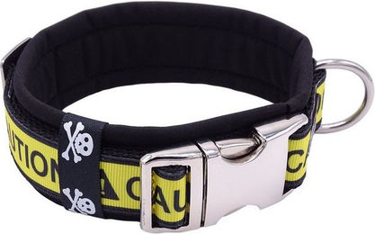 Produktbild von D by E Couture Hunde-Halsband CAUTION, gepolstert, verstellbar, 40mm breit