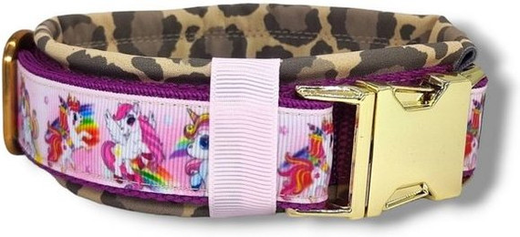 Produktbild von D by E Couture Hunde-Halsband Einhornliebe - Leo Edition II, gepolstert, verstellbar, 30mm breit