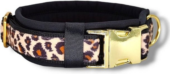Produktbild von D by E Couture Hunde-Halsband Golden Leo Love III, gepolstert, verstellbar, 50mm breit
