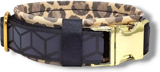 Produktbild von D by E Couture Hunde-Halsband Golden Leopard II reflektierend gepolstert verstellbar 30mm
