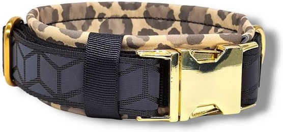Produktbild von D by E Couture Hunde-Halsband Golden Leopard III, reflektierend, gepolstert, verstellbar