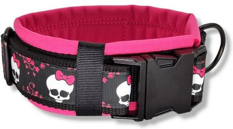 Produktbild von D by E Couture Hunde-Halsband Pink Bow Skull II, gepolstert, verstellbar, 50mm breit