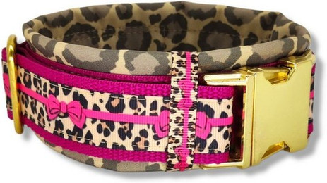Produktbild von D by E Couture Hunde-Halsband Pink Leo Love III, gepolstert, verstellbar, 50mm breit