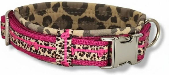 D by E Couture Hunde-Halsband "Pink Leo Love VI", gepolstert, verstellbar, 20mm breit, Handmade – Bild 1 von 5