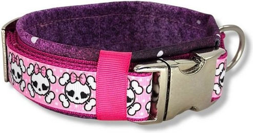 Produktbild von D by E Couture Hunde-Halsband Pink Skull Galaxy I, gepolstert, verstellbar, 40mm breit