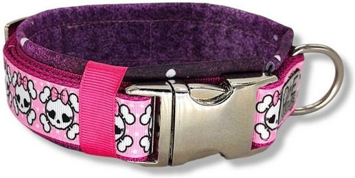 Produktbild von D by E Couture Hunde-Halsband Pink Skull Galaxy II, gepolstert, verstellbar, 30mm breit