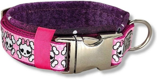Produktbild von D by E Couture Hunde-Halsband "Pink Skull Galaxy II", gepolstert, verstellbar, 30mm breit, Handmade