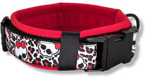 Produktbild von D by E Couture Hunde-Halsband Red Bow Skull I, gepolstert, verstellbar, 40mm breit