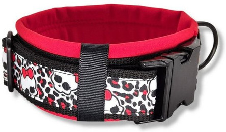 Produktbild von D by E Couture Hunde-Halsband Red Bow Skull II, gepolstert, verstellbar, 50mm breit