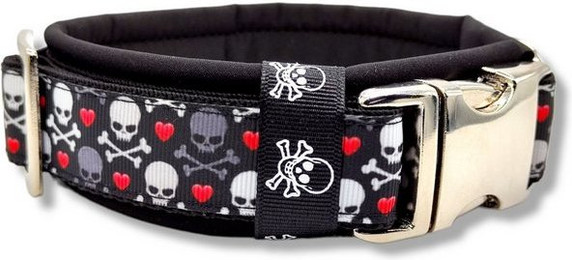 Produktbild von D by E Couture Hunde-Halsband Skulls & Hearts II, gepolstert, verstellbar, 40mm breit