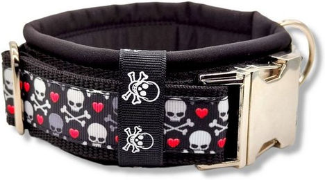 Produktbild von D by E Couture Hunde-Halsband Skulls & Hearts III, gepolstert, verstellbar, 50mm breit