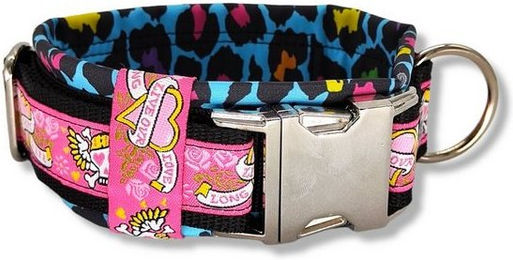 Produktbild von D by E Couture Hunde-Halsband Sweet Crazy Life I, gepolstert, verstellbar, 50mm breit