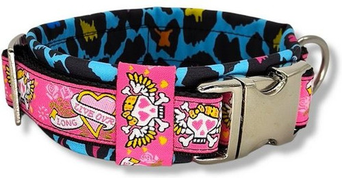 Produktbild von D by E Couture Hunde-Halsband Sweet Crazy Life II, gepolstert, verstellbar, 40mm breit