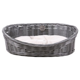 Produktbild von D&D Hundekorb Rustic Rattan mit Kissen grau/anthrazit