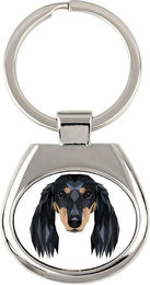 Produktbild von Dachshund Long-haired Geometrischer Schlüsselanhänger Art-Dog weiß