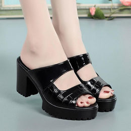 Produktbild von Damen-Sandalen und Hausschuhe, dicker Absatz, Mutter, hochhackige, lässige Damenschuhe, Plateau-Sandale, Schuhe 36