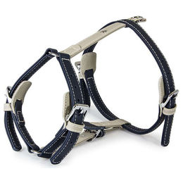 Produktbild von Das Lederband Geschirr Amsterdam Navy/Grey, Halsumfang: 25-45 cm