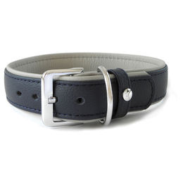 Produktbild von Das Lederband Hundehalsband Amsterdam navy/grey, Länge: 45 cm / Breite: 25 mm