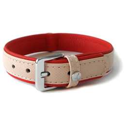 Produktbild von Das Lederband Hundehalsband Milano rosy/rubyred, Länge: 35 cm / Breite: 16 mm