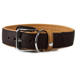 Produktbild von Das Lederband Hundehalsband Vancouver mit Kehlkopfschutz mocca/caramel